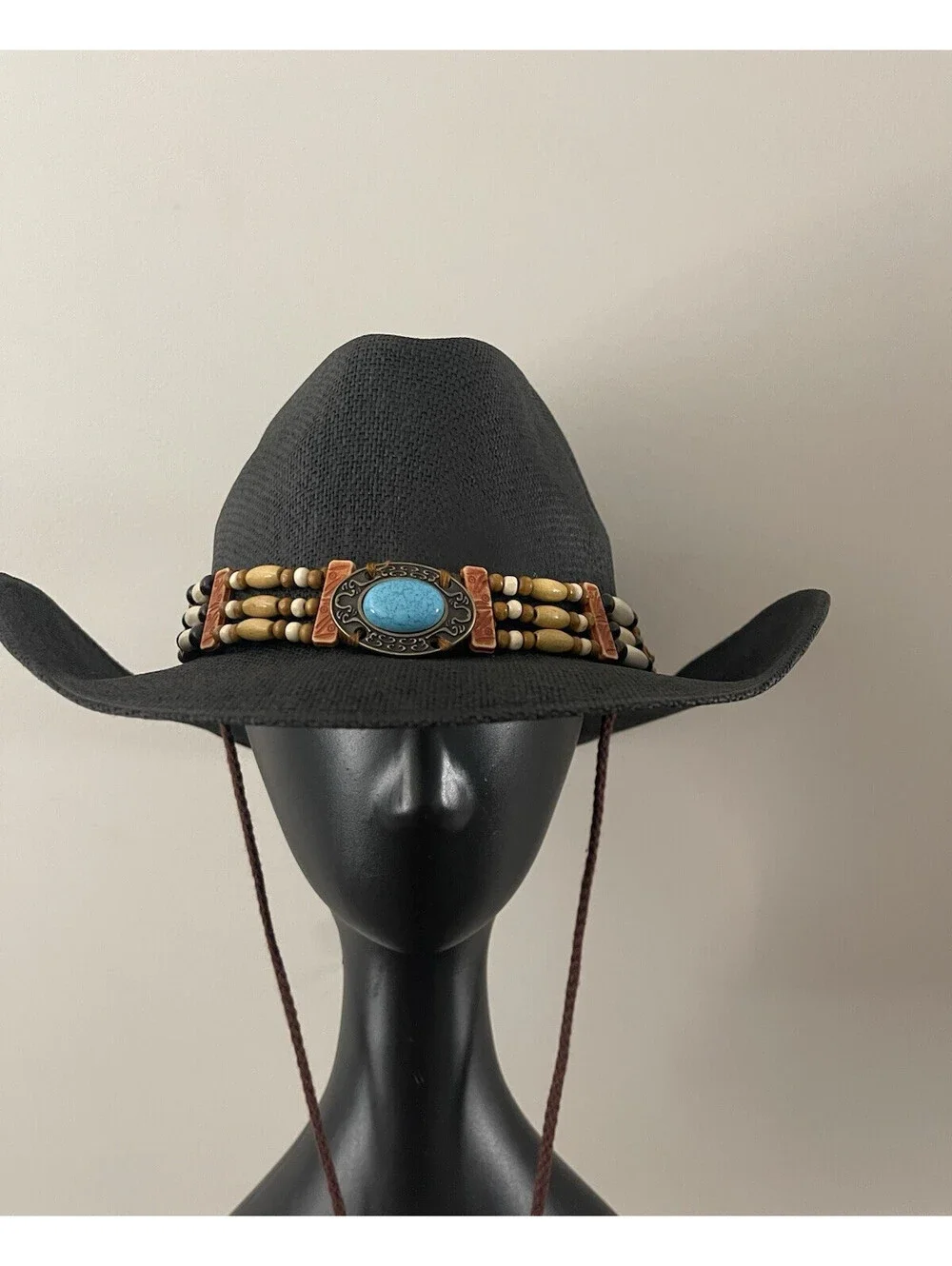 Concho Headband Black Cowboy Hat- One Size